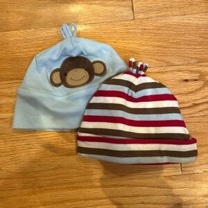 2 baby hats 0-3 months - WORN ONLY ONCE IF EVER - gymboree unisex